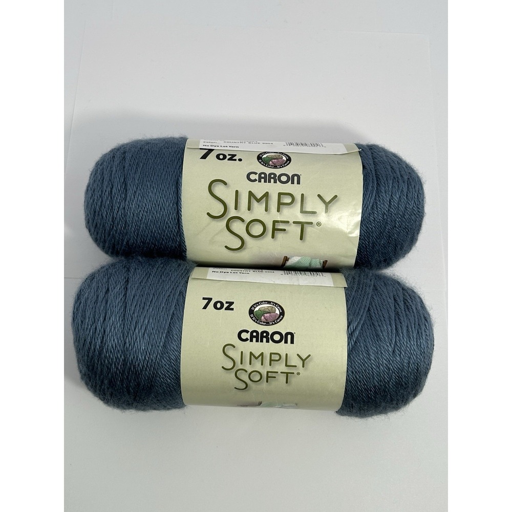 Lot of 2 Caron Simply Soft Country Blue 9904 Yarn 7oz Skeins Vintage 2010